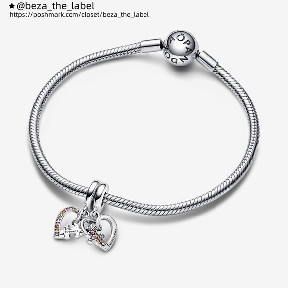 Pandora Puzzle Piece Hearts Splittable Friendship Dangle Charm - Picture 4 of 6